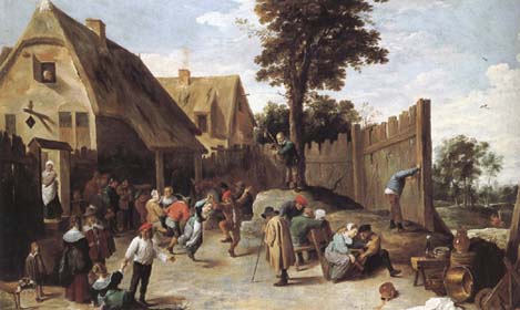 Peasants dancing outside an Inn (mk25)